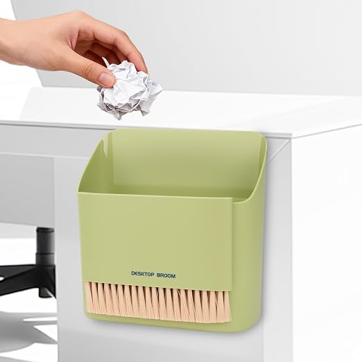 Mini Trash Can Broom Dustpan: Small Hanging Garbage Lint Bin by EazziSwitch