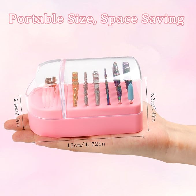 Nail Drill Bits Holder 2 in 1 Nail Drill Bits Cleaning Brush Case, 30 Holes - Image 8