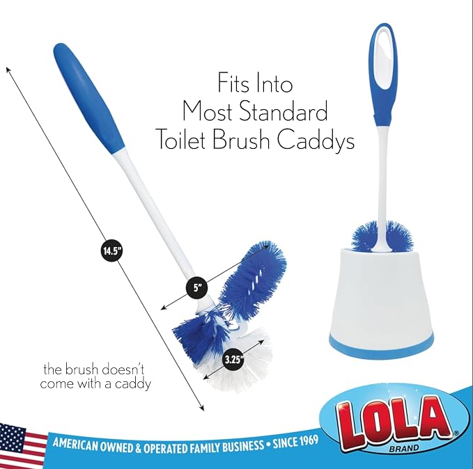 LOLA Classic Toilet Brush w/Under-The-Rim Scrubber, 2 Pack, Deep Cleans The - Image 4