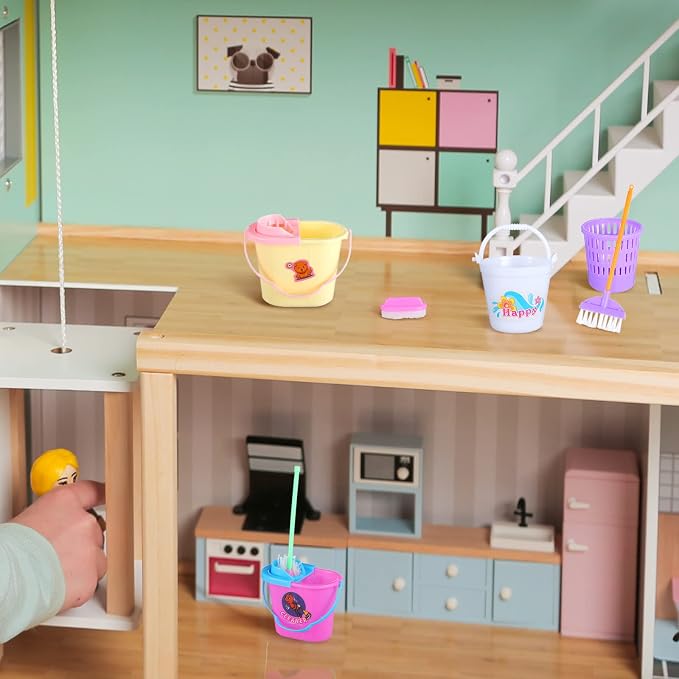22 Pieces Miniature Bucket Doll Housework Cleaning Supplies Mini Dollhouse - Image 6