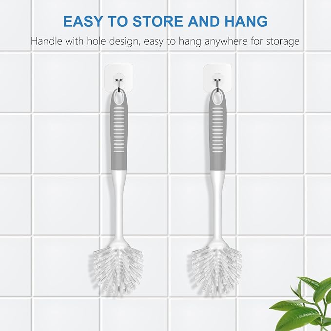 SetSail Dish Brush with Handle, 2 Pack Stiff Bristles Dish Scrubber with - Image 3