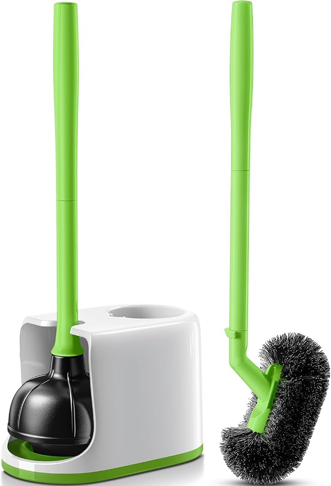 HAMITOR Toilet Plunger Bowl Brush Combo：Heavy Duty Rubber by HAMITOR