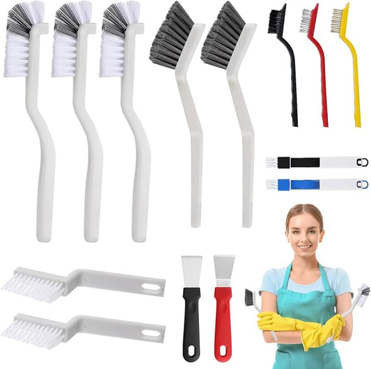 15-Piece Crevice Cleaning Brush Set – Narrow Gap, Grout Line & Window Track by Breeker