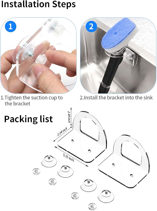 2 Pack Dish Brush Holder, Kitchen Clear Acrylic Sink Caddy Organizer, Vertical - Image 6