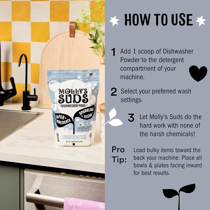 Molly's Suds Dishwasher Powder | Clean Dishwasher Detergent, Cuts Grease & - Image 4