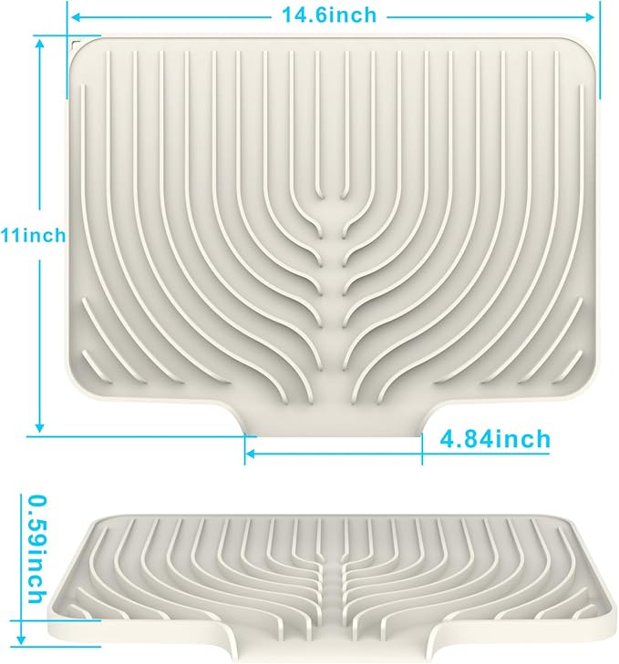 Dish Drying Matt for Kitchen Counter, 14.6"×11"Silicone Dry Rack Mat - Image 3