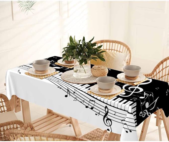 Piano Music Musical Notes Table Linens 52x70 Classical Black White Piano Keys - Image 7