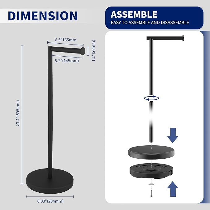 BWE Matte Black Toilet Paper Holder Stand Modern Tissue Roll Holder Storage - Image 6
