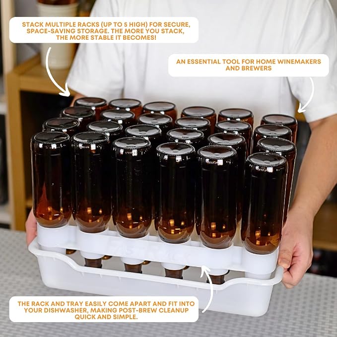 FASTFERMENT - 24-Bottle Drying Rack & Tray| Bottle Drying Tree Alternative | - Image 6