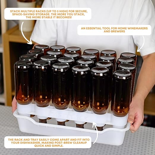 FASTFERMENT - 24-Bottle Drying Rack & Tray| Bottle Drying Tree Alternative | - Image 6