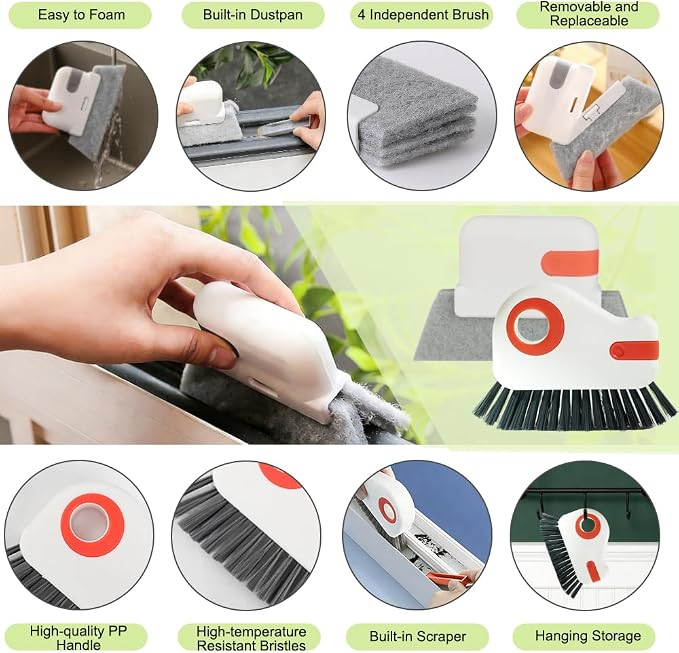 CEYAZYE 18Pcs Crevice Cleaning Brush Set, Window Track Cleaner Tools, Tile Lines - Image 2