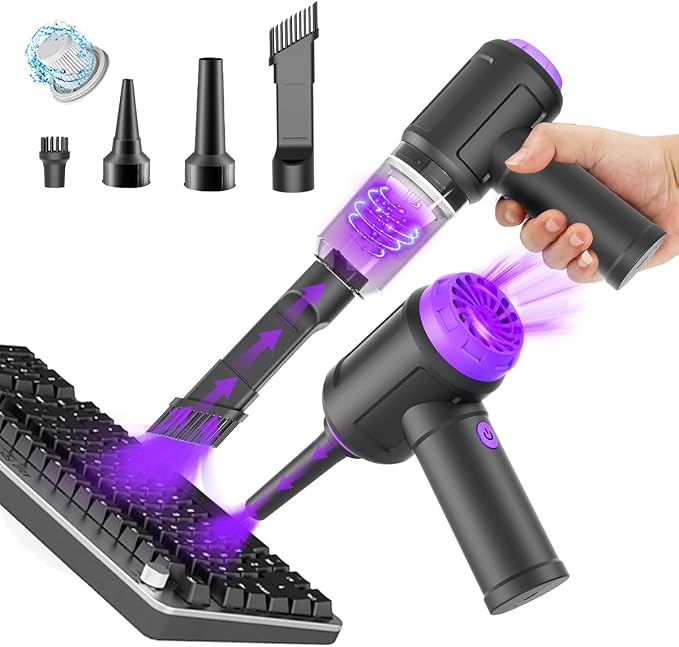 14500 Pa Computer Vacuum Cleaner Mini & 110000RPM Compressed Air Duster by Meudeen