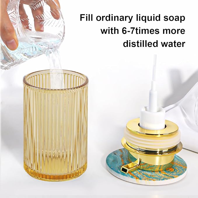 Amber Foaming Soap Dispenser, Glass Foam Hand Soap Dispenser - Image 5