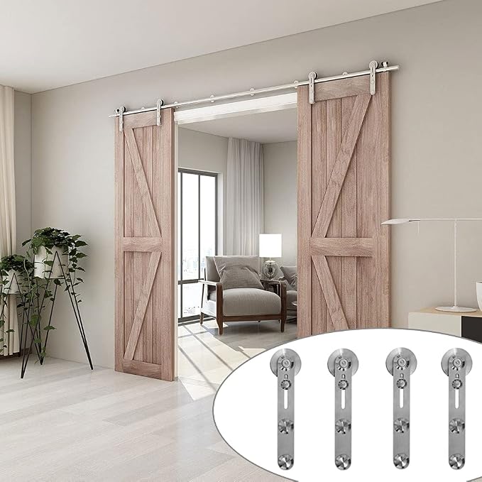 TSMST 6FT Sliding Barn Door Hardware Kit, Stainless Steel Heavy Duty Sturdy by TSMST