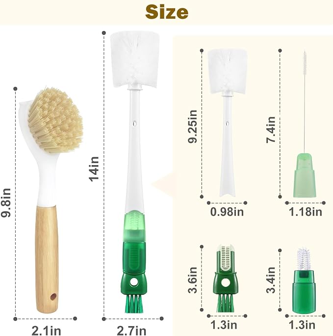 XYFuuee 5 Pack Dish Bottle Brush Set - Image 7