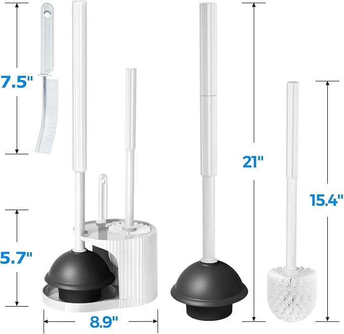 2Pack 3 in 1 Toilet Brush and Plunger Set, Toilet Bowl Brush Plunger Set - Image 7