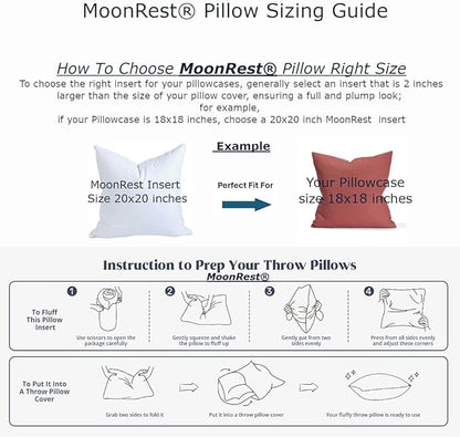 MoonRest® 20x36 Inch Down Alternative Bed Sleeping Pillows - Hotel Quality%100 Cotton Cover Comfort and Support - Hypoallergenic - King - 20x36 Inch