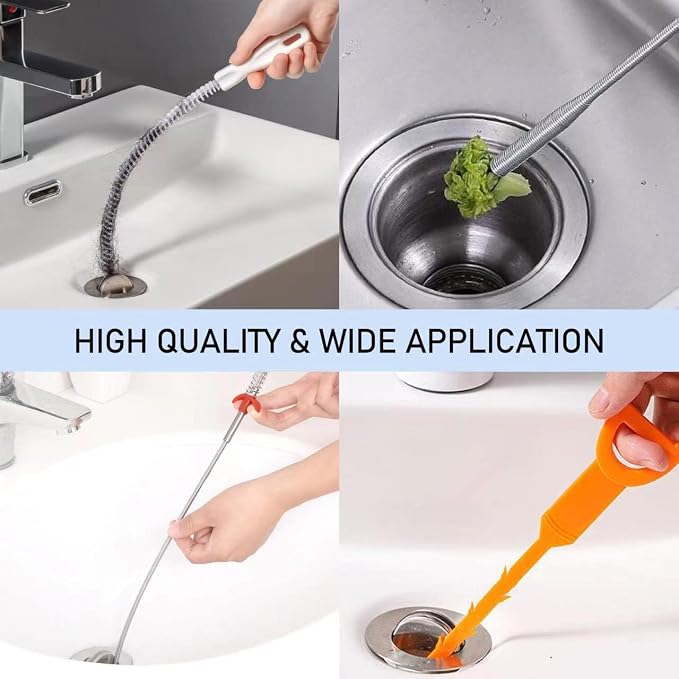 Drain Hair Remover, Drain Snake Clog Remover ＆ Cleaning Brushes Tool Set - Image 3