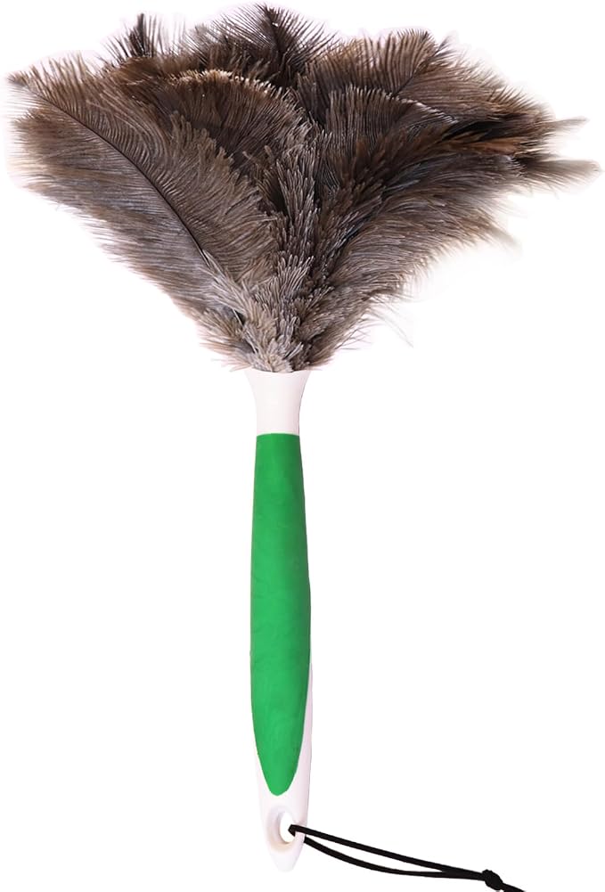 Genuine Ostrich Feather Duster 16 Inch Reusable Fluffy Soft Car Blind Baseboard by Unknown