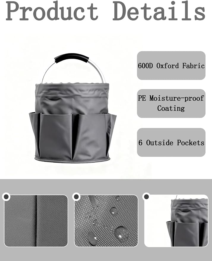 Cleaning Caddy with Handle, Cleaning Products Organiser, Foldable Storage Basket - Image 3