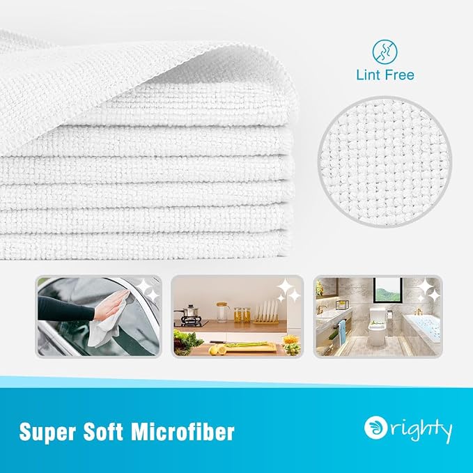 Orighty White Microfiber Cleaning Cloth, Microfiber Towels - Image 2