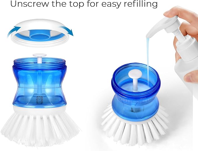 Dish Brush with Soap Dispenser for Dishes Pot Pan Kitchen Sink Scrubbing - Image 3