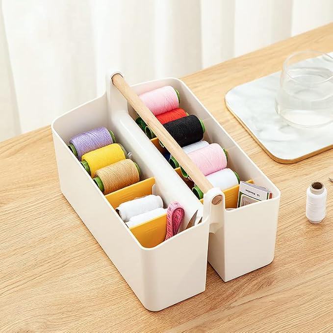 Large Portable Caddy Tote with Handle, Plastic Craft Storage Organizer Basket - Image 6