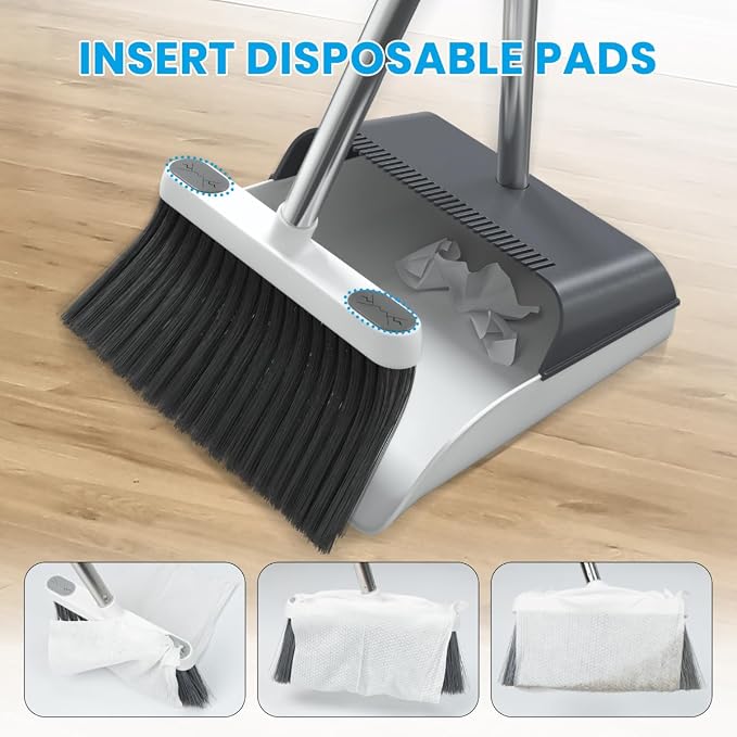 Stand Up Dustpan and Broom Set 50” Long Handle Broom - Image 5