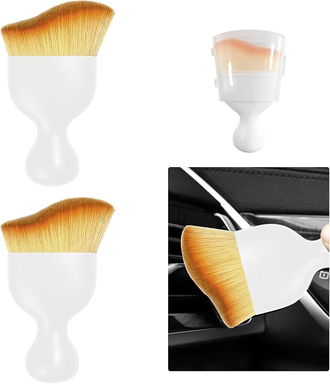 Ziciner 2 PCS Car Detailing Brush, Curved Soft Bristles Auto Removal Dust by Ziciner