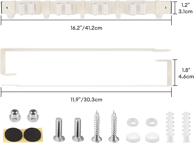 Over Door Movable Broom and Mop Hanging Holder - Image 2
