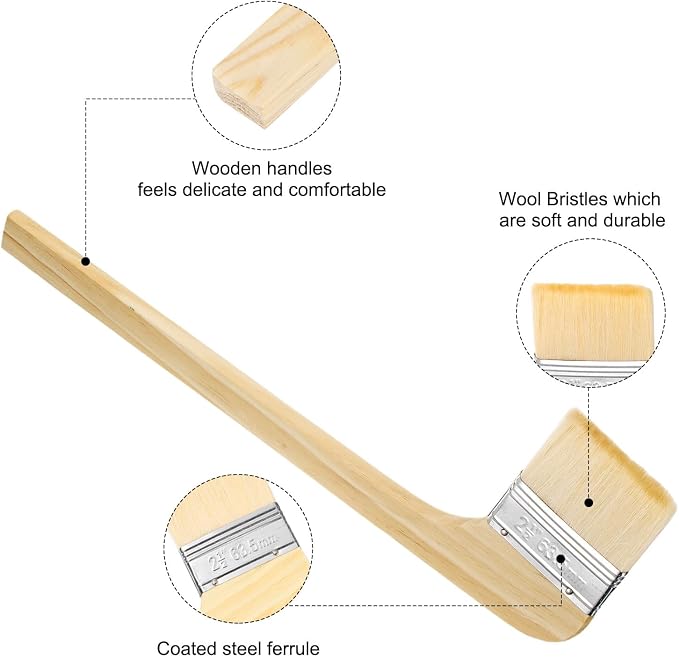 HARFINGTON Paint Brush 2Pcs 2.5" Brush Width Soft Wool Variety Angled Bend - Image 4