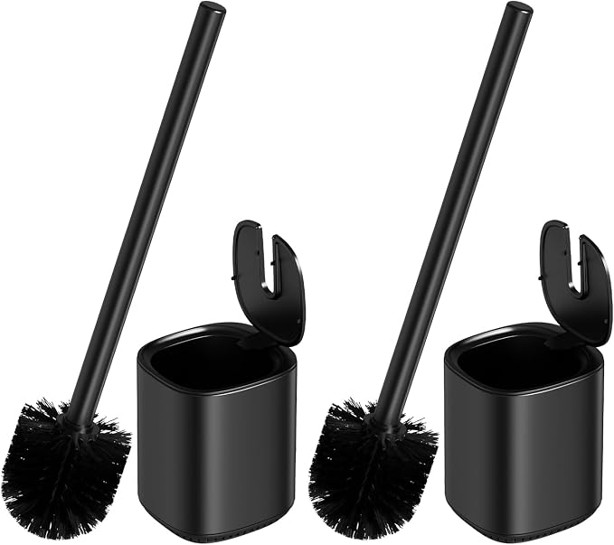 Toilet Brush and Holder Set Toilet Bowl Brush Stainless Steel Automatic Open by Unknown