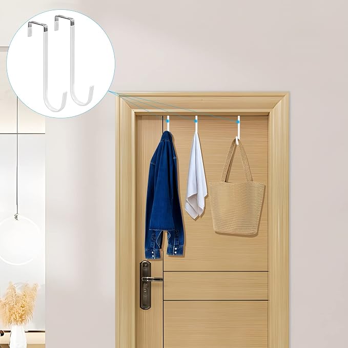 FYY Over The Door Hooks, 4 Pack Upgraded Long Door Hangers Hooks - Image 6