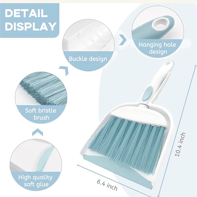 Broom Dustpan Brush Small Dust pan: Small Broom and Dustpan Set Mini Dust pan - Image 5