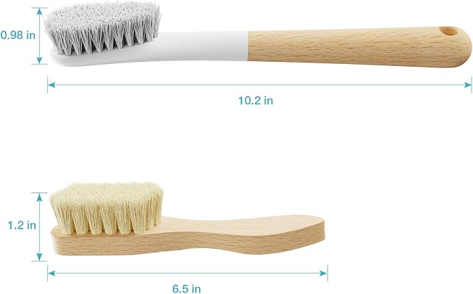 Wood Laundry Brush, OSCIOSS Laundry Stain Brush wth Long Handle and Soft Bristle - Image 3