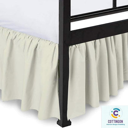 Cottingon Ruffled Bed Skirt with Split Corners-Dust Ruffle - 22" Drop 100% Microfiber Soft,Sheen & Luxurious Look - Bed Skirts (Ivory -Twin)