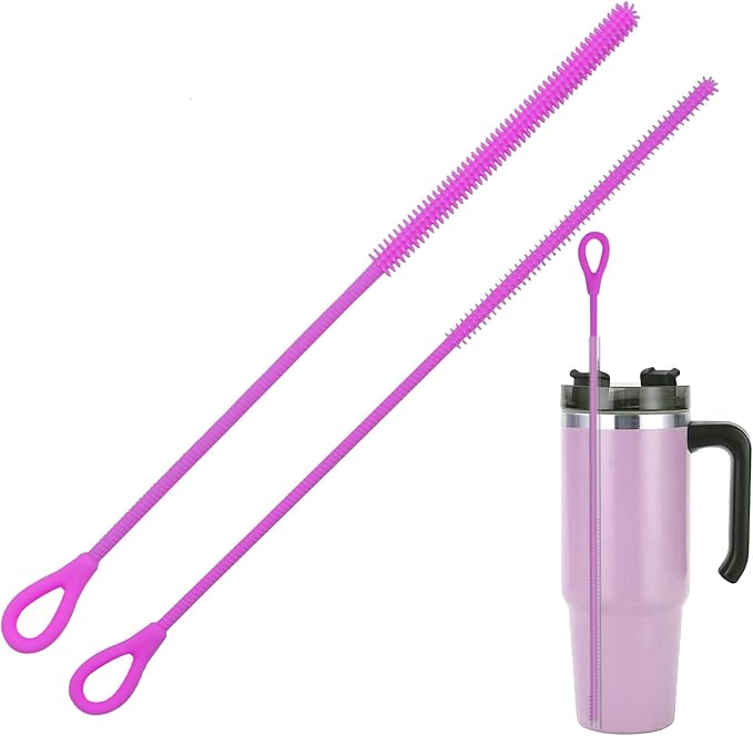 2Pcs silicone straw cleaning brushes, extra long, used by cdsnxore
