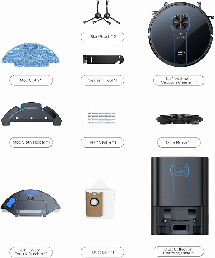 Robot Vacuum and Mop, 5000Pa Self-Emptying Robot Vacuum, Smart Lidar Navigation - Image 8