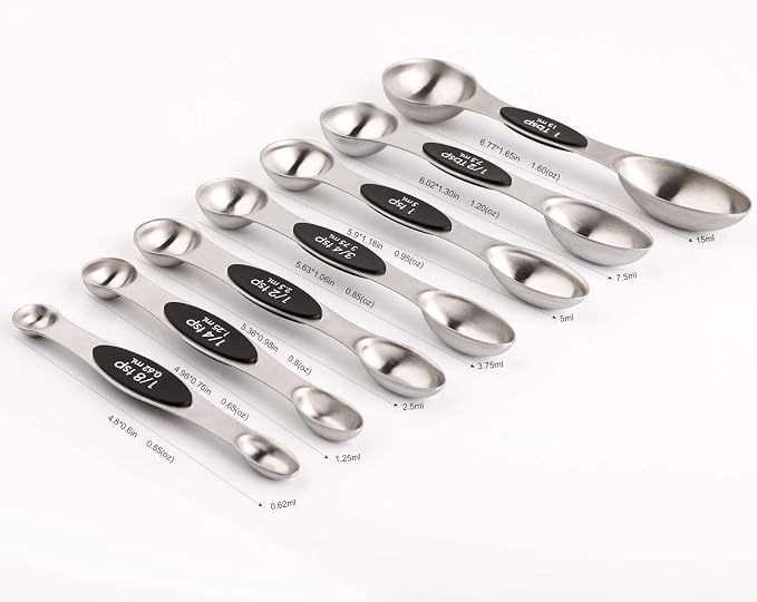 Magnetic Measuring Spoons Set of 8 Stainless Steel Stackable Dual Sided Nesting - Image 2