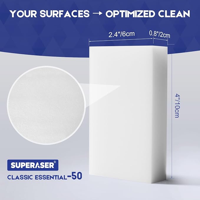 Essential-50 Melamine Sponges, Surface Safe Cleaning - Image 3