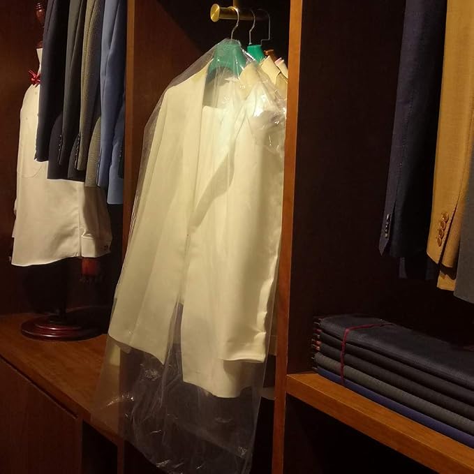 30 Pack Clear Plastic Clothes Covers 35.4inch Dry Cleaning Hanging Dust Proof - Image 5