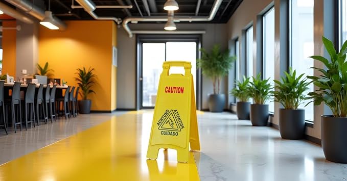 Wet Floor Sign, Slippery When Wet A-Frame Caution Sign, Bright Yellow 2 PACK - Image 4
