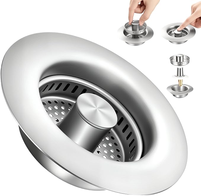 2 Pack Sink Drain Strainer Kitchen Sink Drain Strainer&Sink Stopper, Stainless by Unknown