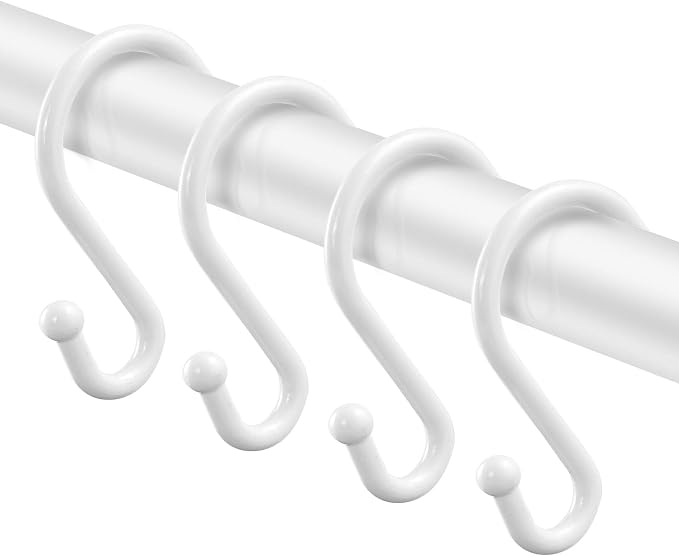 Metal Shower Curtain Hooks，Set of 12 Rings，Rust Resistant S Shaped Hooks Hangers by UNCONSIL