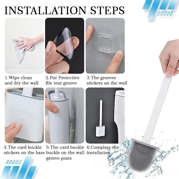Toilet Brush Silicone and Holder Set – Pack of 1 Wall Mounted Toilet Brush - Image 3