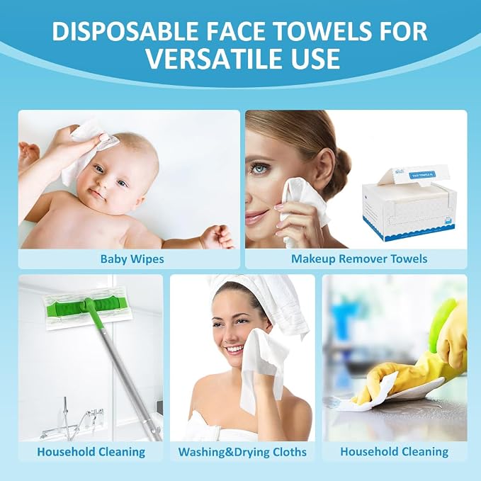 HOMEXCEL Face Towels 50 Count, Disposable Makeup Remover Wipes, Super Soft - Image 4