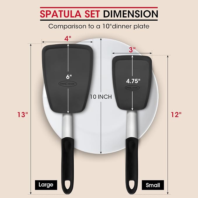 Unicook 2 Pack Flexible Silicone Spatula, 600F Heat Resistant, Crepes and More - Image 6