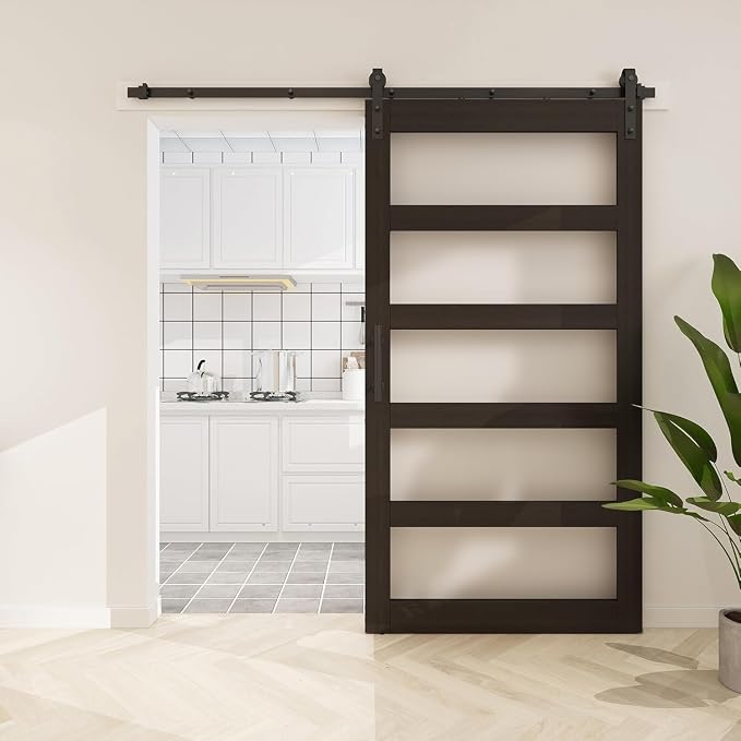 BARNSMITH 48in x 96in Glass Barn Door and 8FT Sliding Door Hardware Included by BARNSMITH