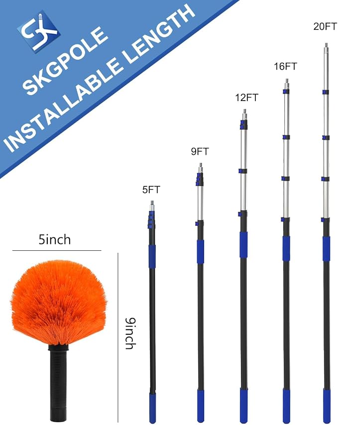 26FT Reach Cobweb Duster, Outdoor Spider Web Cleaner Brush - Image 3