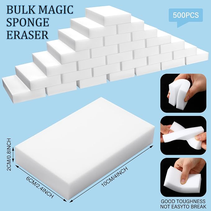500 Pcs Magic Sponge Eraser Bulk Foam Sponge Cleaning Pads Multi Surface - Image 2